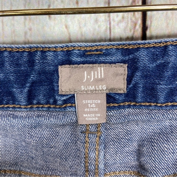 J Jill Jeans Womens 14P Blue Slim Leg Petite Mid Rise Stretch Denim Pants - Picture 3 of 11